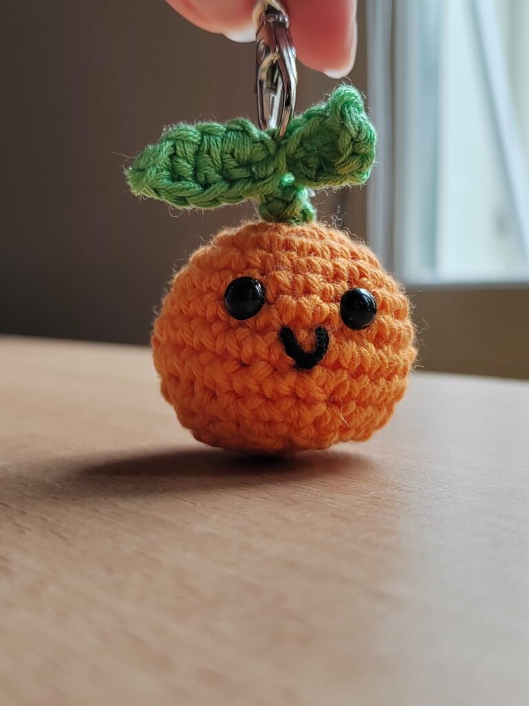 Crocheted orange/ mandarin keychain