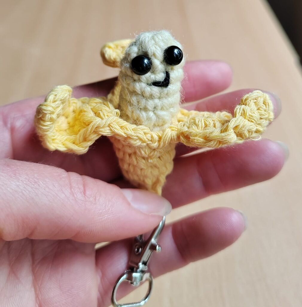 Crocheted banana keychain