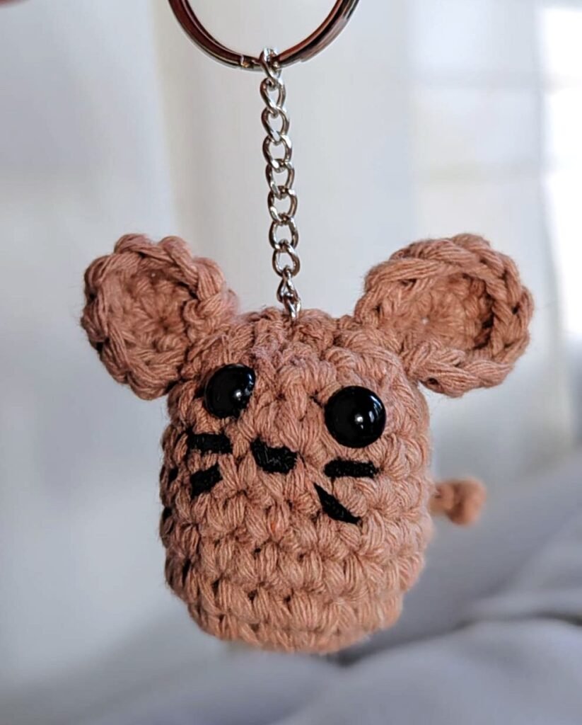 Crochet chinchilla keychain