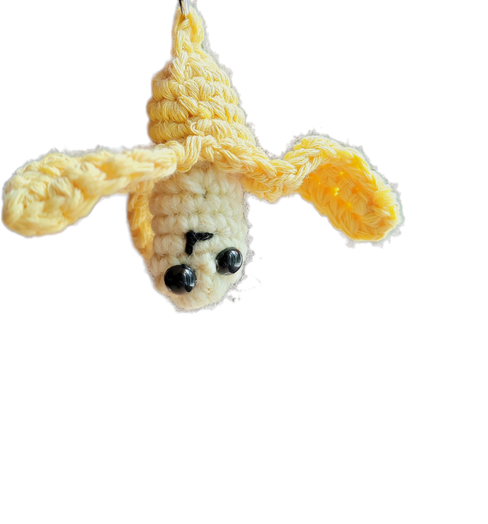Crocheted banana keychain
