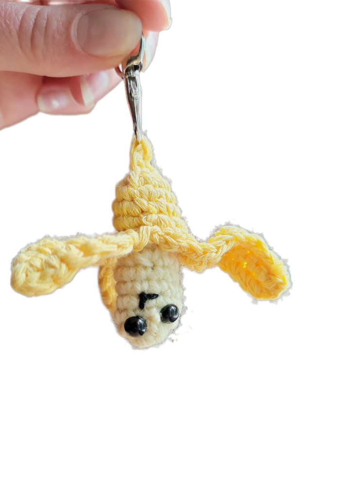 Crocheted banana keychain