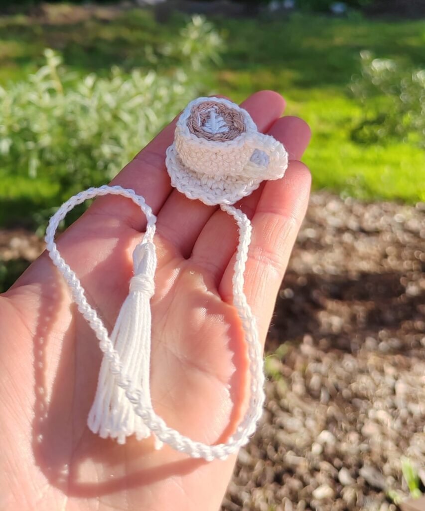 Crocheted coffee bookmark