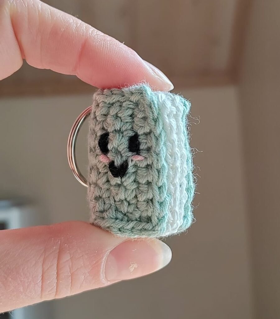Crocheted book keychain