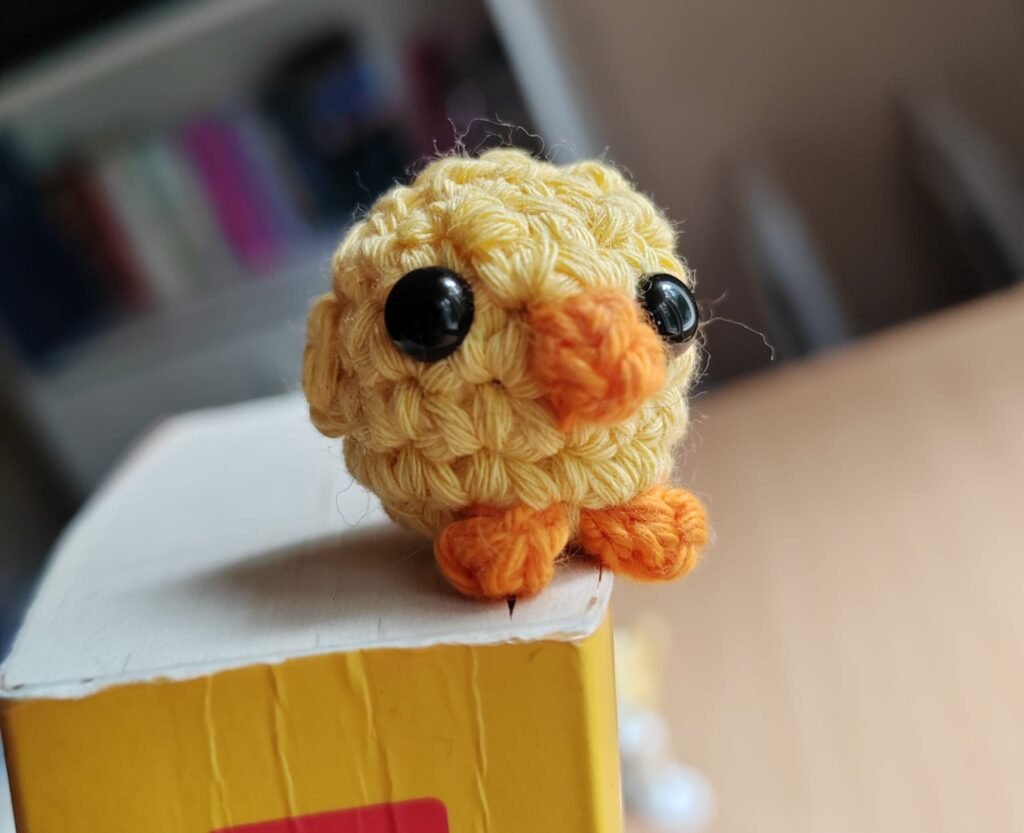 Cute crocheted chick bookmark